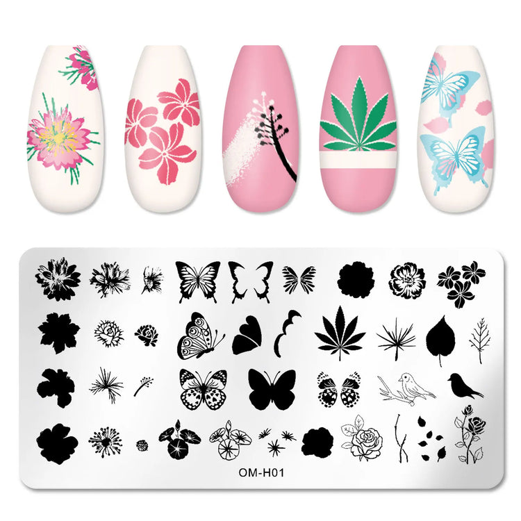 Nail Art Templates Stamping Plate Design Flower Leaf Butterfly Christmas Lace Stamp Templates Plates Image Manicure Accessories