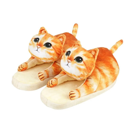 Tortoiseshell Cat EVA Cat Hugging Slippers Soft Creative Plush Kitty Slippers Cozy Animal Winter Fluffy Slides Women
