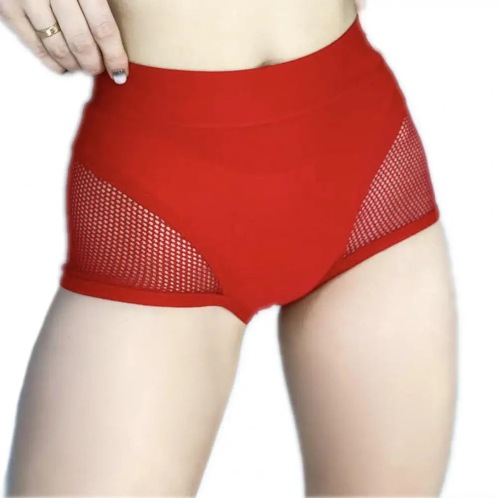 2025 Sexy Booty Yoga Shorts for Women High Waist Workout Gym Shorts Mesh Tulle Spliced Mini Hot Pants for Pole Dance Gym Yoga