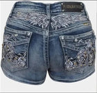 Women Rider Motorcycle Wing Rivet Embroidery Shorts Y2k Vintage Gothic Hot Girl Sexy Washed Denim Shorts Low Waist Mini Skirts PlatiNum