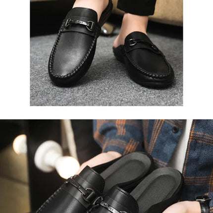 Mocassini Estivi da Uomo in Pelle Comodi e Leggeri, Scarpe Casual Morbide e Piatte, Ciabatte Quotidiane da Uomo