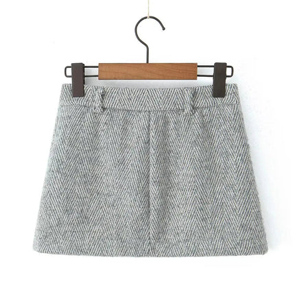 YENKYE 2025 Women High Waist A-line Mini Woolen Skirt Office Autumn Winter Elegant Skirts PlatiNum