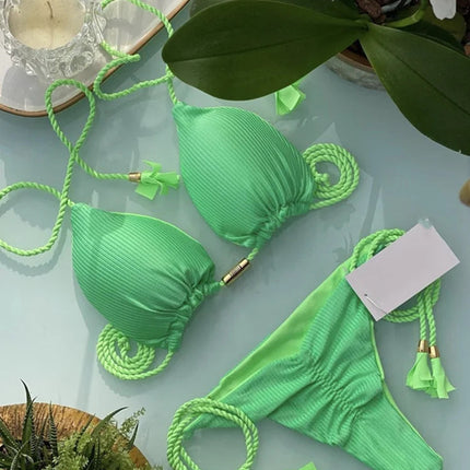 Nuovo Bikini da Donna Multicolore con Triangolo e Laccetti sulla Schiena platinumshop