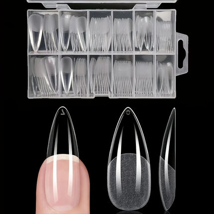 120Pcs Full Cover Press On Nail Tips Stiletto Almond Square Coffin French False Fake Soak Off Gel Nail Extension Tips Capsule Nail Tips