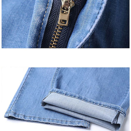Pantaloncini di jeans da uomo estivi Nuovo stile Ricamo sottile Business Casual Jeans corti dritti Abbigliamento di marca maschile azzurro cielo