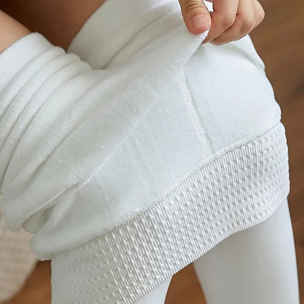 Women Winter Leggings White High Waist Tight Warm Legging Workout Thick Thermal Pantyhose Sexy Elasticity Fleece Stocking Female PlatiNum