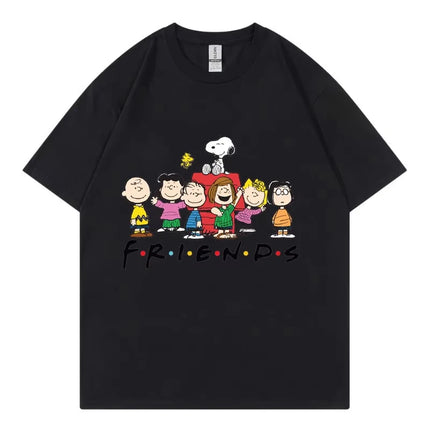 Snoopy Friends Cartoon Anime T-shirt da donna estiva manica corta 100% cotone da uomo T-shirt Top 2025 nuova moda coppia abbigliamento