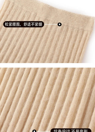 Autumn And Winter Fashion Mink Cashmere Mid Length High Waist Skirt For Women, Knitted Umbrella Skirt, Fashionable Pleated Skirt PlatiNum