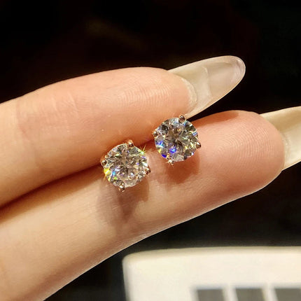 Real 0.1-3CT Test Passed Moissanite Diamond Stud Earrings for Women S925 Silver Platinum Plated Bride Wedding GRA Fine Jewelry PlatiNum