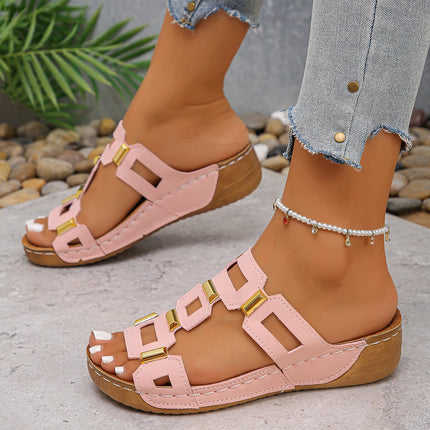 Women's Roman Style Large Size Sandals Beach Open Toe Slippers Summer Wedges Comfortable Outdoor Slip-on Shoes for Women
