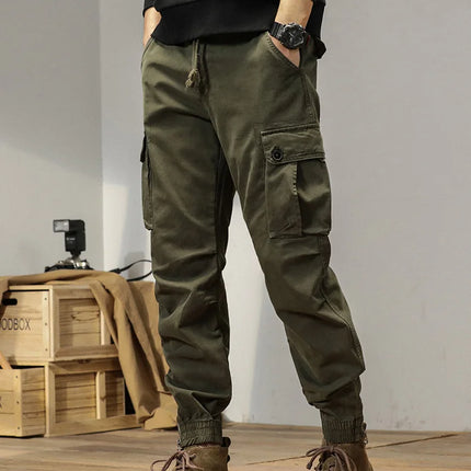 2023 New Multi-Pockets Spring Summer Cargo Pants Men Streetwear Zipper Leg Skinny Work Joggers Cotton Casual Tactical Trousers