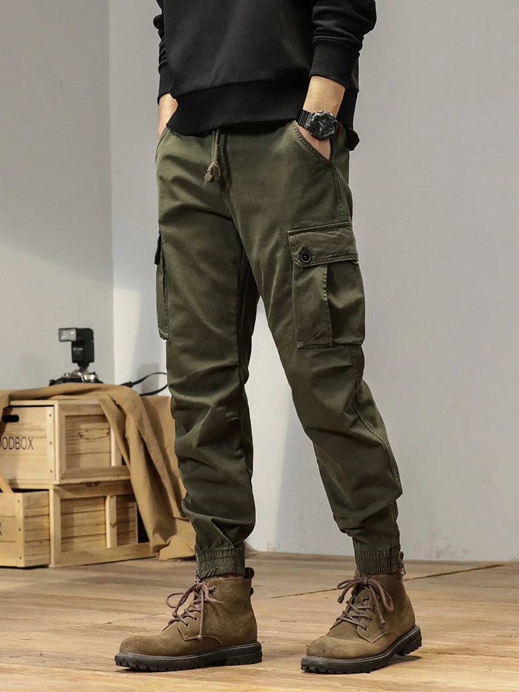 2023 New Multi-Pockets Spring Summer Cargo Pants Men Streetwear Zipper Leg Skinny Work Joggers Cotton Casual Tactical Trousers
