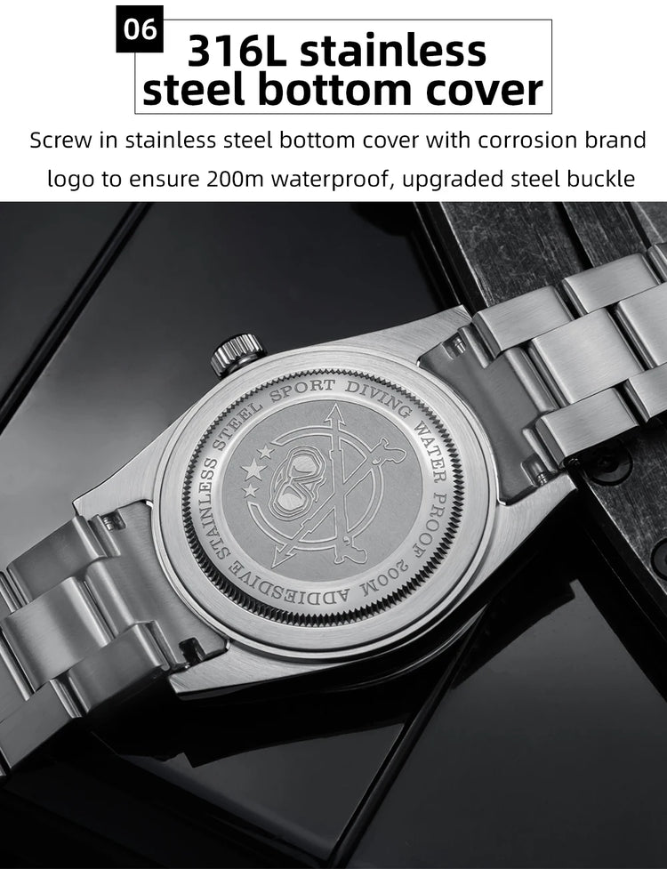 ADDIESDIVE 39mm Men's Analog Quartz Watch Ceramic Bezel K1 Domed Glass 200m Water Resistance C3 Super Luminous  Men's Dive Watch