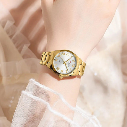 CURREN Orologio da donna, Orologi da donna, Orologi da donna, Abito alla moda impermeabile Bracciale in acciaio inossidabile Orologi analogici Data platinumshop