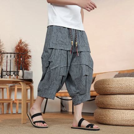 Pantaloncini Estivi da Uomo Taglie Forti in Cotone Comodi Stile Cinese Vintage Moda Casual Sportivi a Lanterna Taglie Grandi fino alla 8XL