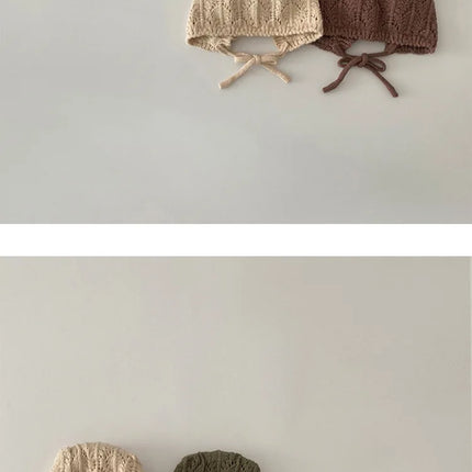Moda retrò cava bambini cappelli lavorati a maglia fatti a mano all'uncinetto ragazze di fiori genitore-figlio cappello di cotone all'aperto 2024 autunno inverno berretti