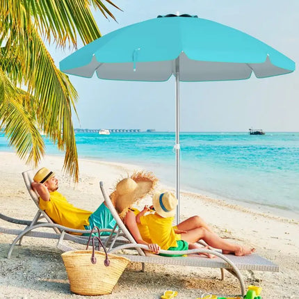 Beach Umbrella 198cm with Tilt Button, Sand Anchor, Carry Bag, Wind and Sun Protection, Blue