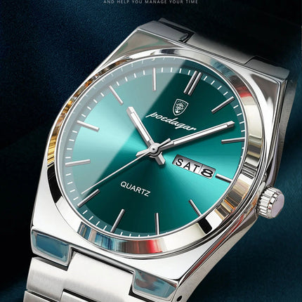 POEDAGAR Orologi da uomo di lusso Impermeabile luminoso Data Settimana Orologio da uomo in acciaio inossidabile Moda casual Orologio da polso da uomo al quarzo Reloj platinumshop