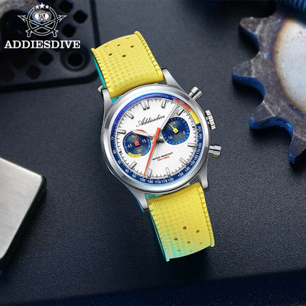 ADDIESDIVE 38mm New Men's Watch 0S21 Movement BGW9 Luminous 10Bar Water Resistant Fluorocarbon Rubber Chronograph Quartz Watch