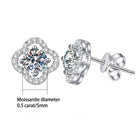 925 Sterling Silver 0.5 Carat x 2 Four-Leaf Moissanite Stud Earrings - Classic and Simple Style, Perfect for Parties PlatiNum