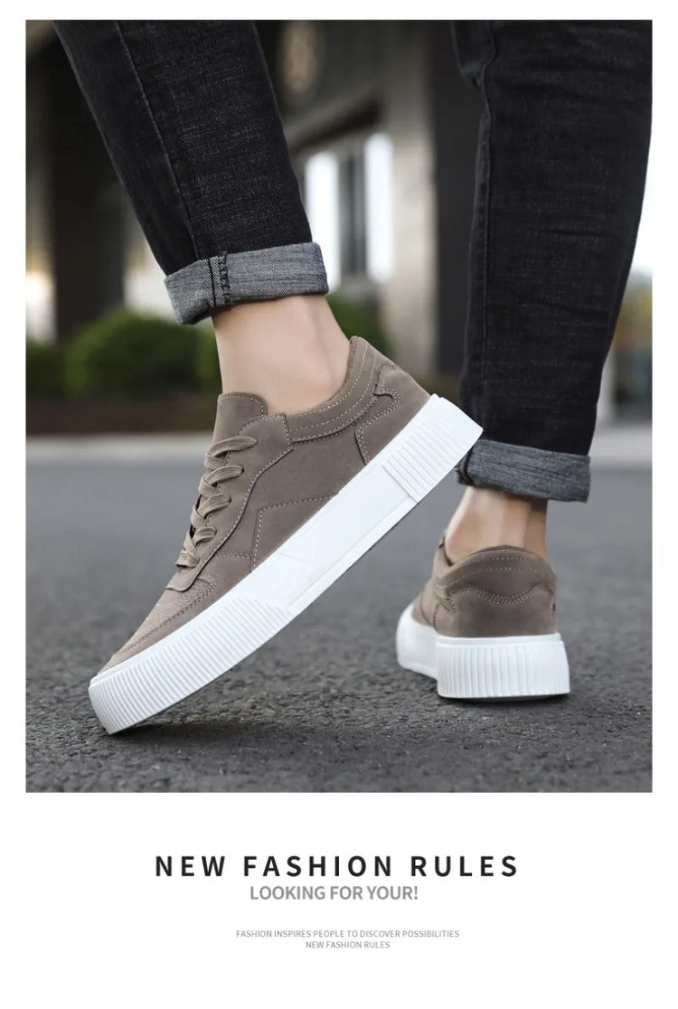Men's Vulcanized Shoes Fashion Casual Sneakers Lace Up Platform Shoe High Quality Suede Casual Shoes for Men Sneakers Man Shoes