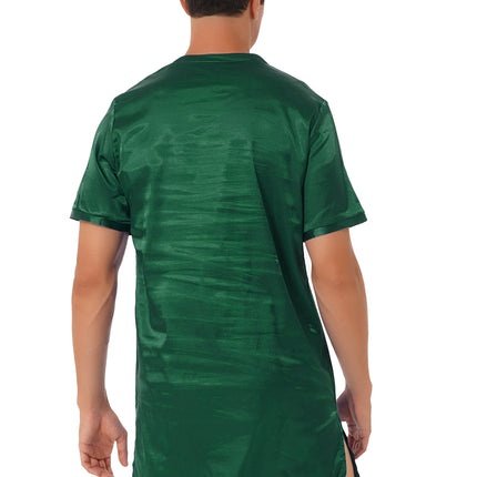 Donna uomo pigiama in raso di seta pigiameria maniche corte camicia da notte Kimono accappatoio abito da notte accappatoio camicia da notte estiva Homewear