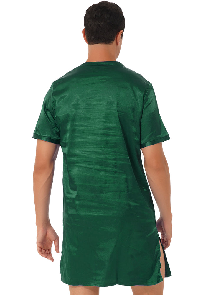 Donna uomo pigiama in raso di seta pigiameria maniche corte camicia da notte Kimono accappatoio abito da notte accappatoio camicia da notte estiva Homewear
