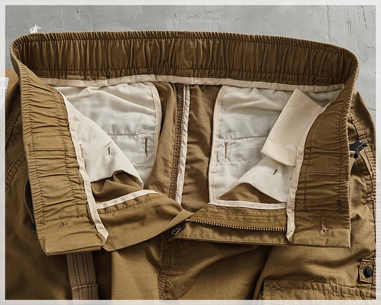 Men's corset casual pants loose 3D vertical cut retro military style outdoor scratch resistant multi-pocket cargo pants