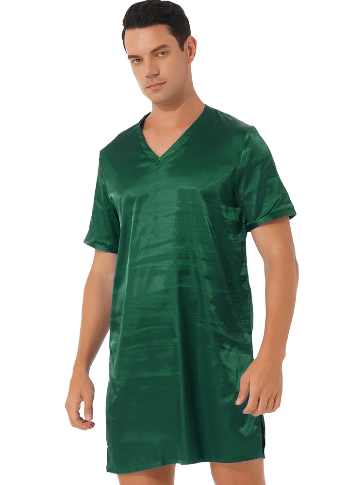Donna uomo pigiama in raso di seta pigiameria maniche corte camicia da notte Kimono accappatoio abito da notte accappatoio camicia da notte estiva Homewear