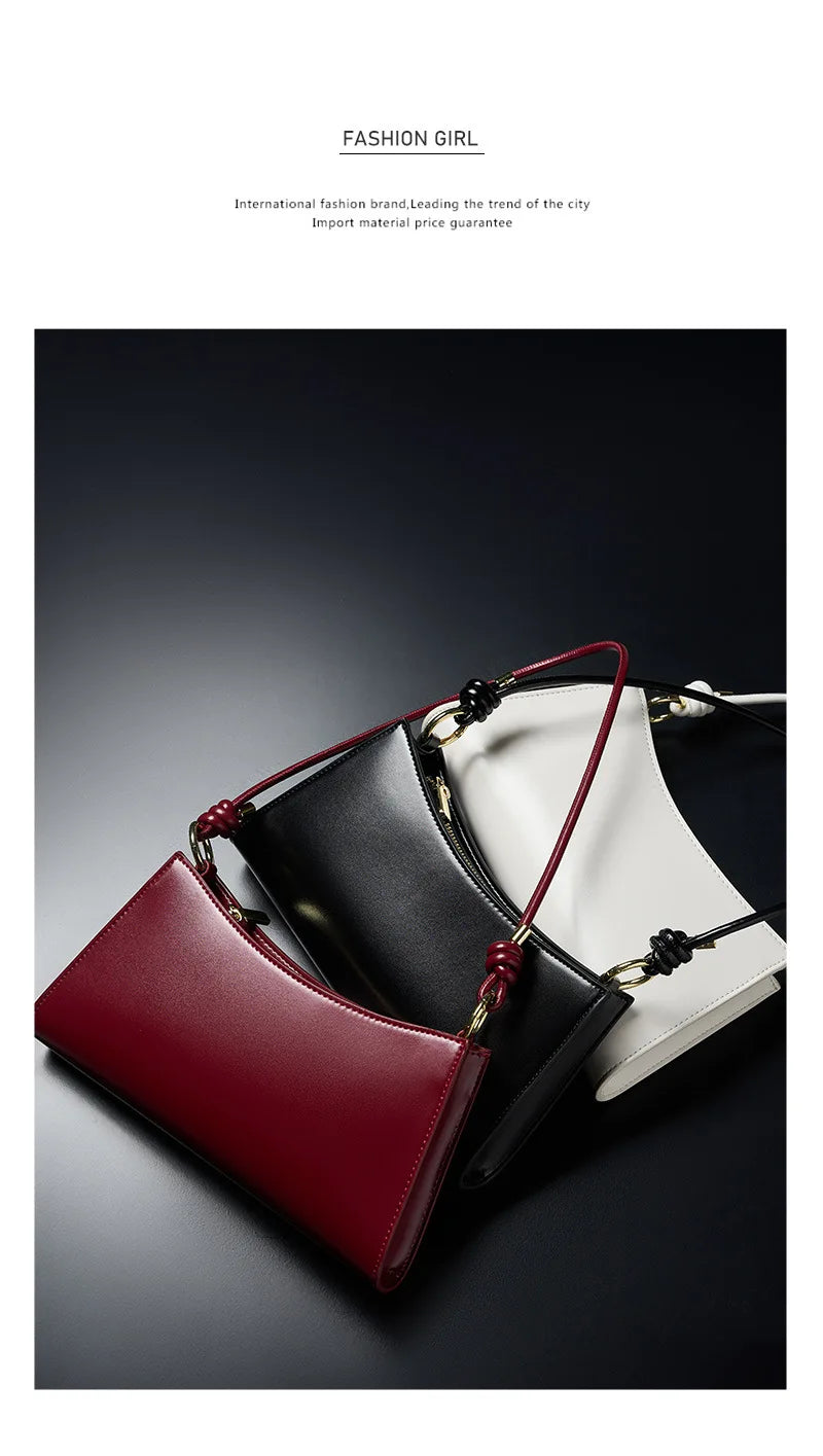 YANATARI underarm cowhide Genuine leather handbags women vintage red shoulder bag female korean luxury bag high quality 2025