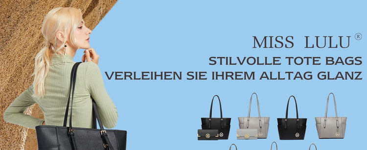Miss Lulu Handbag DONNA, borsa shopper grande, borsa a tracolla con tracolla regolabile, versione migliorata