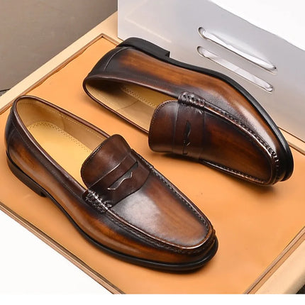Mocassini da uomo di lusso in vera pelle slip on scarpe eleganti da lavoro casual nere scarpe da ufficio per feste di matrimonio da uomo
