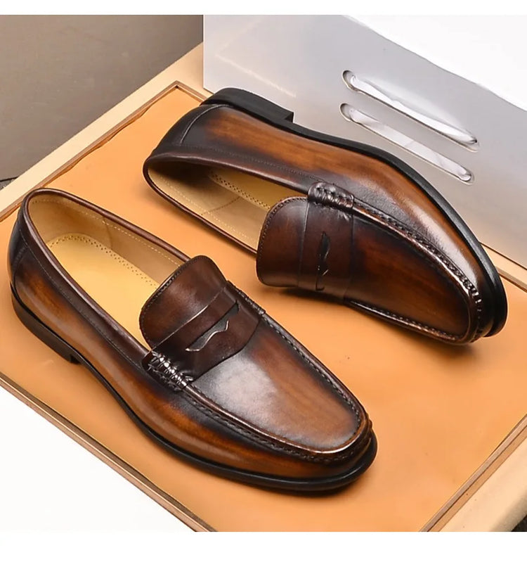 Mocassini da uomo di lusso in vera pelle slip on scarpe eleganti da lavoro casual nere scarpe da ufficio per feste di matrimonio da uomo