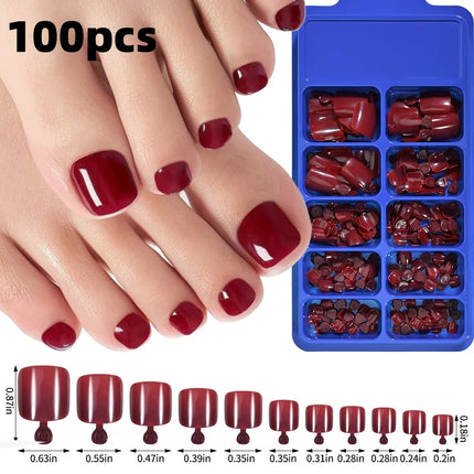 120pcs/Box French Tip Press-On Toenails Pink Color System Square Shape Foot Nails Short Length Glossy Finish False Toe Nails Set