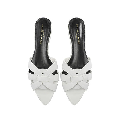 2025 sexy pointed cowhide flat sandals, easily light up your summer shoe cabinet, suitable for summer dates and office work