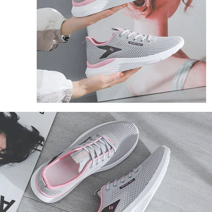 2025New Women's Trendy Sports Shoes Fashion Mesh Casual Shoes Lightweight Breathable Running Shoes PlatiNum