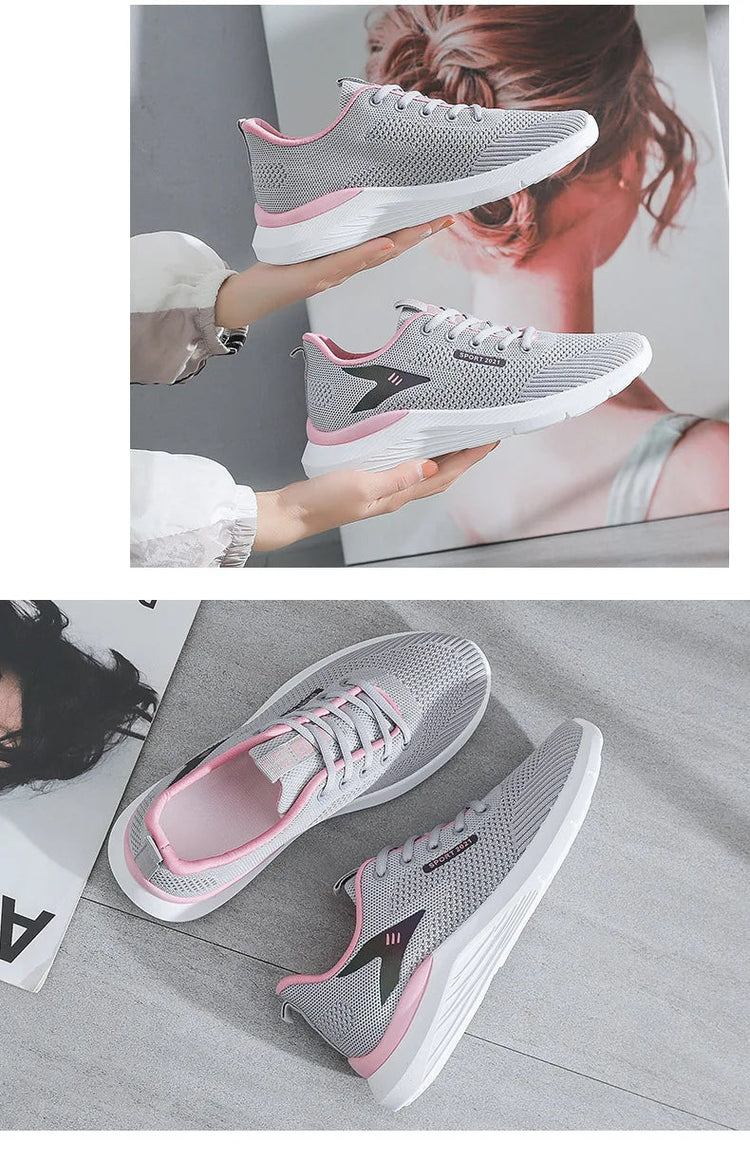 2025New Women's Trendy Sports Shoes Fashion Mesh Casual Shoes Lightweight Breathable Running Shoes PlatiNum