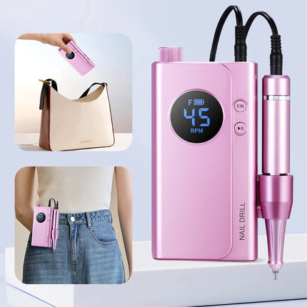 45000RPM Portable Cordless Nail Drill, 4500mAh Rechargeable Battery Electric Nail File, Nail Grinding Machine for Removing Nail Gel & Acrylic Nails, Ideal Holiday Gift Home & Salon