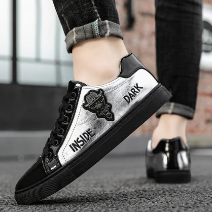 Men Casual Shoes Patent Leather Flats Skate Men Cool Driving Shoes Male Walking Shoes Sneakers Dress Trend the Latest Leisure