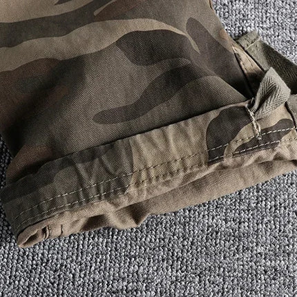 Heavyweight Camouflage Pants Men Clothing Multi-pockets Solid Color Patchworked Outdoor Trousers Retro Cargo Casual Wear Jogger