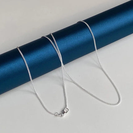 925 Sterling Silver 2MM 40-75cm Side Chain Necklace Men Women Charm Wedding Party Gift Jewelry Christmas Accessories PlatiNum