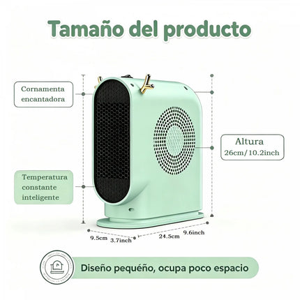600W Portable Electric Heater with PTC Technology for Desk and Home, 220V Low-Consumption Mini Heater with Overheat Protection and Reindeer Design, 26cm