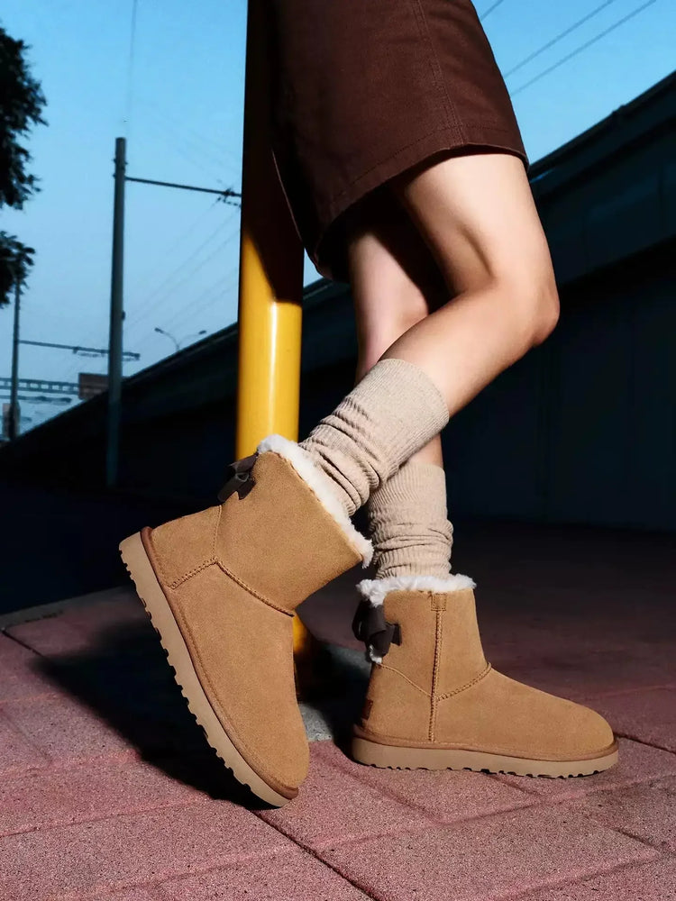 NEW Winter Women Snow Boots Super Mini Classics Real Sheepskin Wool Warm Low-cut Fur Shoes Slippers Man Short Boot Size 35-44