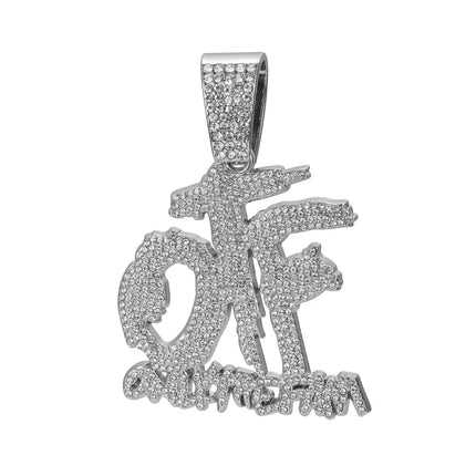 Hip Hop Fashion English Letter OTF Pendant Cuban Chain Necklace,  Suitable For Daily Wear By Men And Women , Rock Party Jewelry PlatiNum