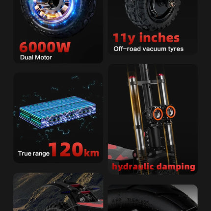 Boyueda S3-11 scooter elettrico 2*3000W doppio motore 60V38A batteria scooter elettrico fuoristrada urbano scooter elettrico da 11 pollici platinumshop