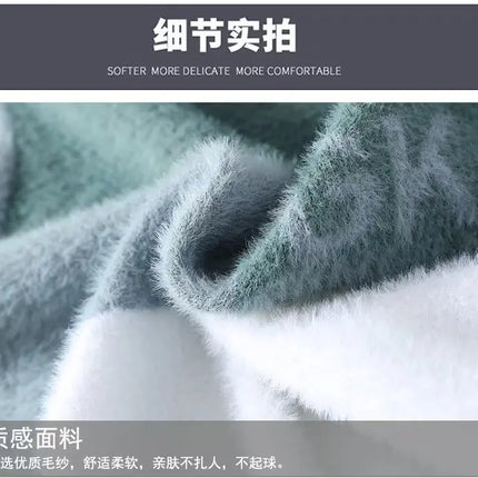 2024 New Men's Plush Sweater Pullovers Korean Winter Warm O Neck Black Sweater High Quality Cool Top Fashionable Men's Clothing