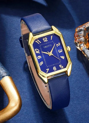 Orologi da donna quadrati di moda di lusso Orologio da polso al quarzo da donna di marca Classico semplice Femme Cinturino in pelle blu Relogio Feminino platinumshop