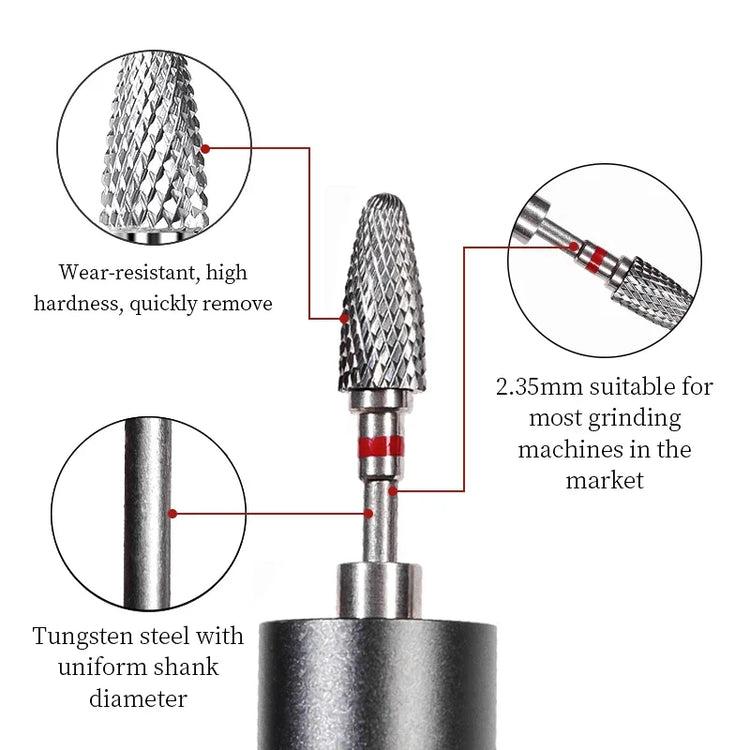 Carbide Large Cone Nail Drill Bits Electric Milling Cutter For Gel Polish Removal Grinding DIY Home Salon Manicure Pedicure Nail Art Accessories Supplies