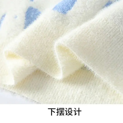 Winter Men's Thickened Fleece Sweater Irregular Jacquard Pattern Casual Round Neck Pullover Tops Striped Soft Knitted Sweaters