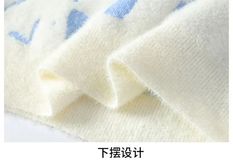 Winter Men's Thickened Fleece Sweater Irregular Jacquard Pattern Casual Round Neck Pullover Tops Striped Soft Knitted Sweaters